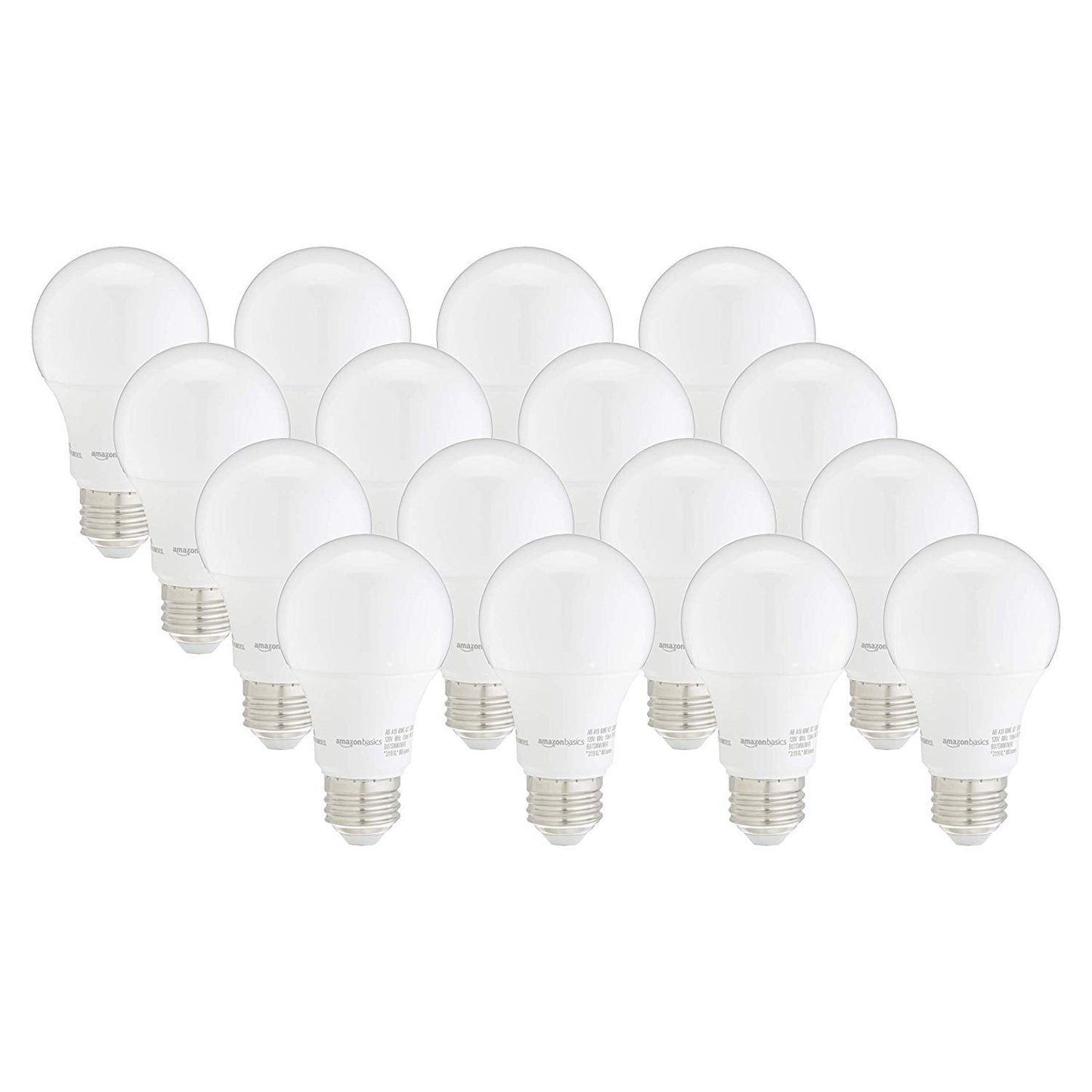 Amazon Basics A19 LED Light Bulbs, 60 Watt Equivalent, Energy Efficient 9W, E26 Standard Base, Soft White 2700K, Dimmable, 10,000 Hour Lifetime , 6-Pack