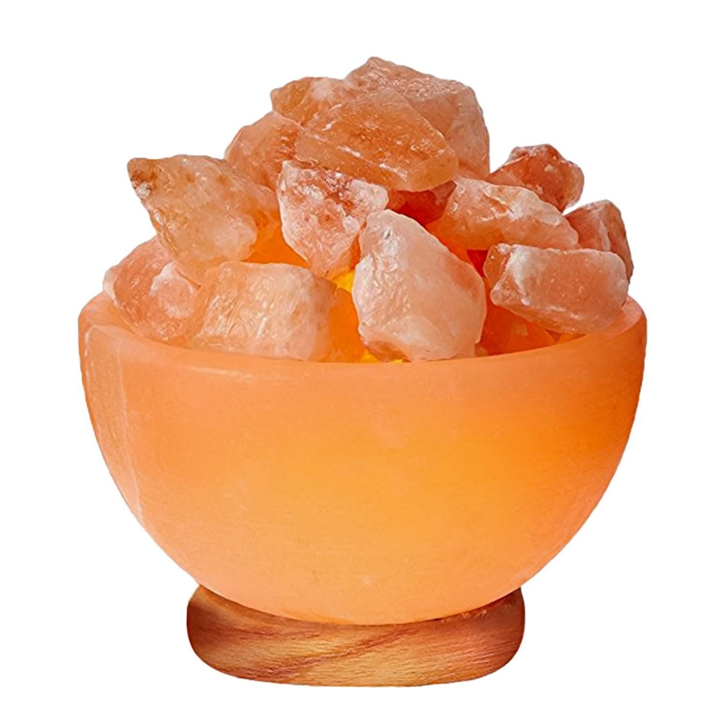 Himalayan Glow Natural Salt Crystal Massage Bowl Lamp with Touch Dimmer Switch and Wooden Base - Soothing Mood Light and Night Glow