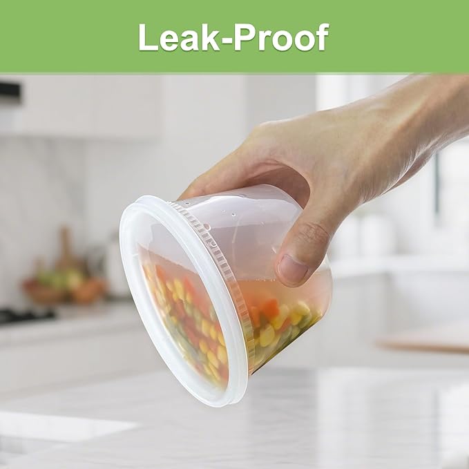 60 Sets Deli Containers with Lids 16 oz, Leak-Proof & BPA Free Airtight Takeout