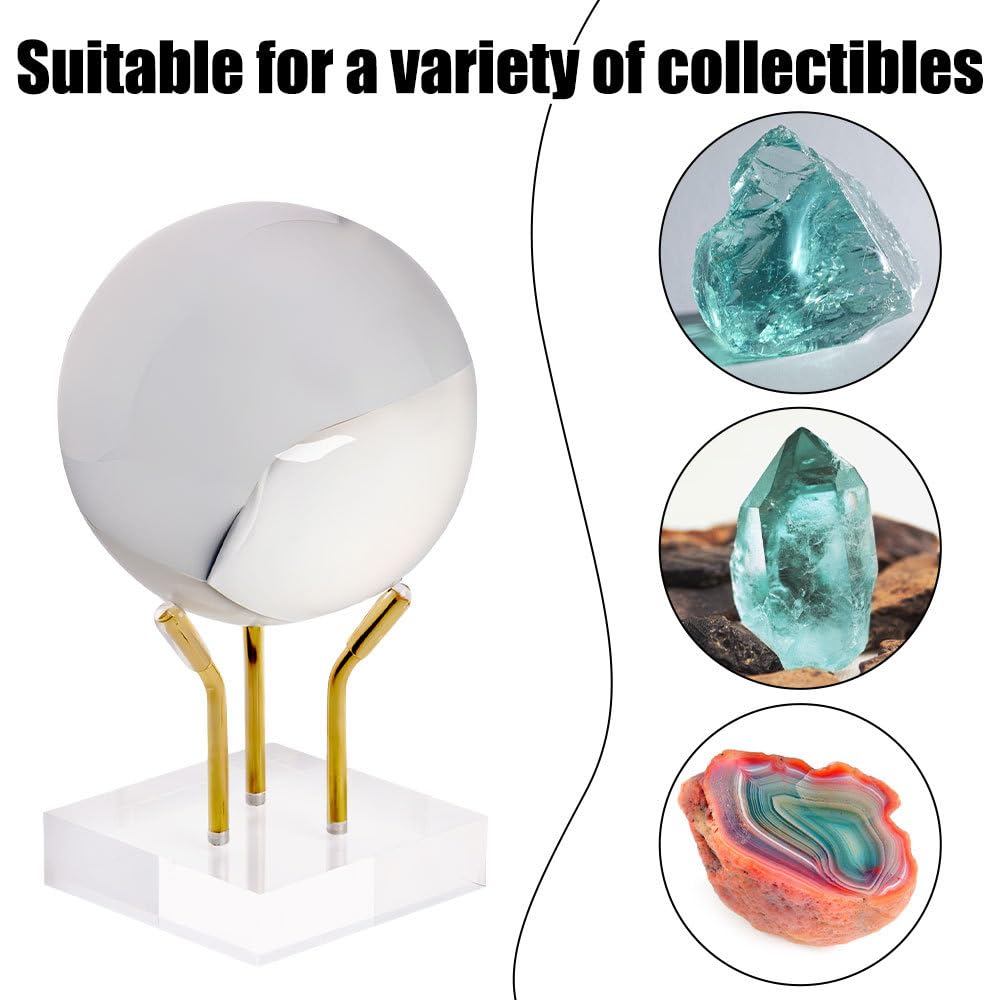 Acrylic Display Stand, 4 PCS Clear Rock Easels Non-Slip Geodes Holders for Gemstones Fossils Crystal Minerals