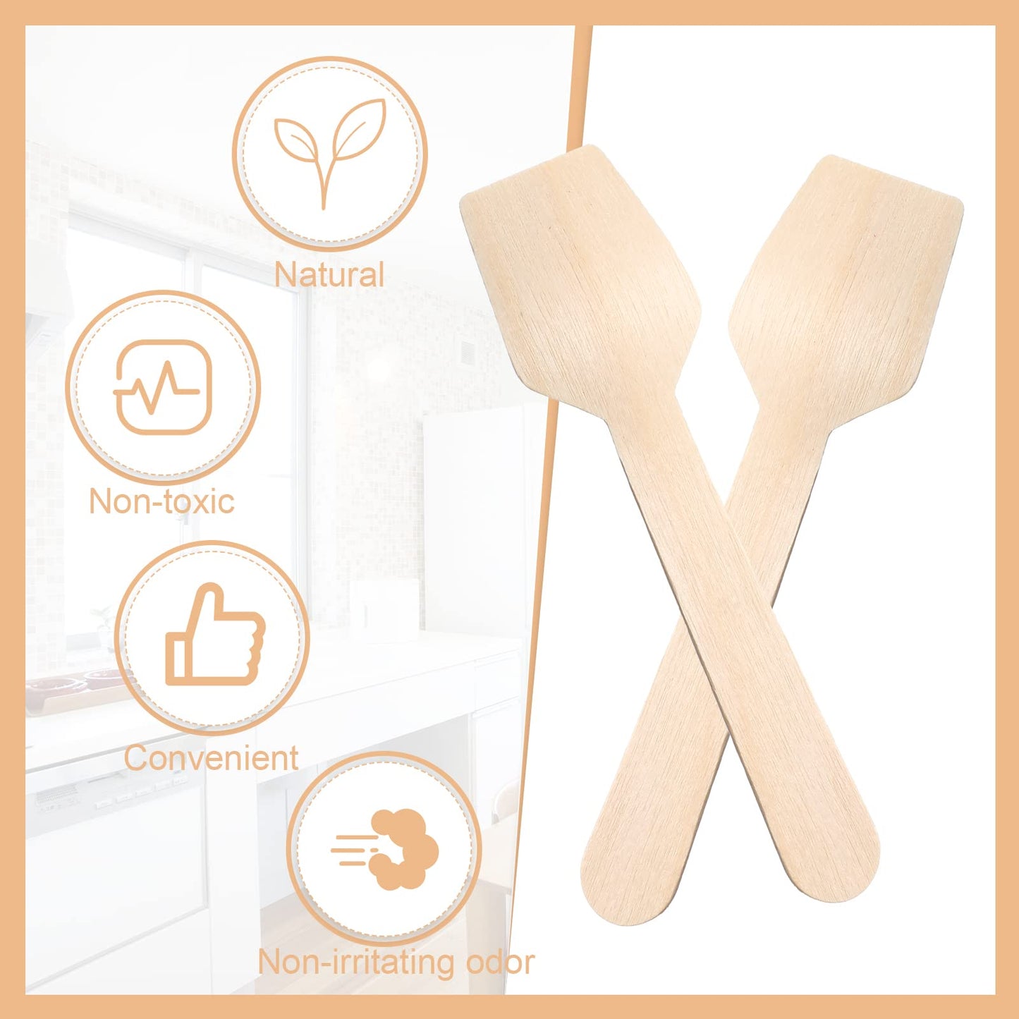 Sieral 1000 Pack 3.74" Disposable Mini Wooden Spoons Bulk Square End Tasting Sampling Ice Cream Spoons for Tasting Yogurt, Ice Cream, Dessert