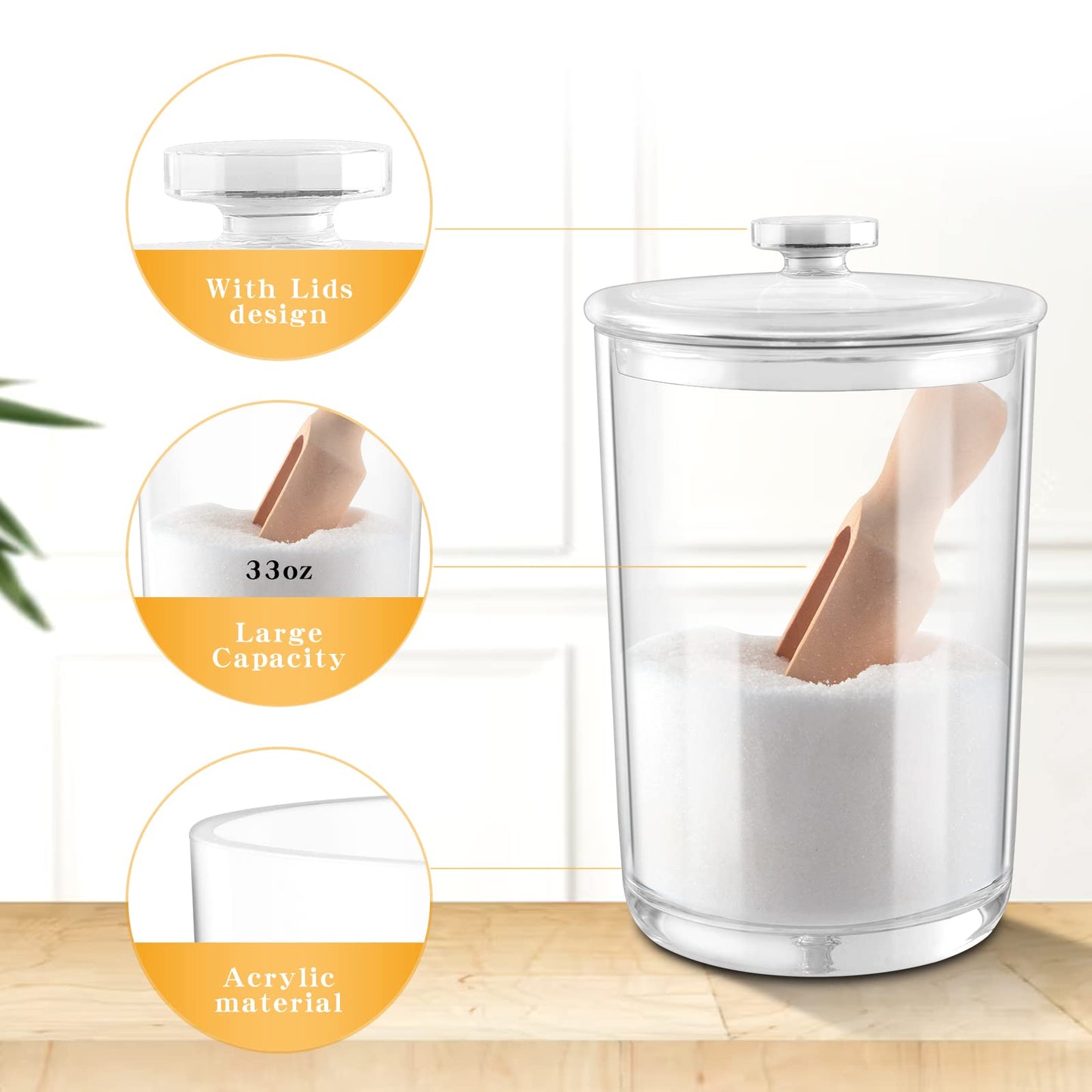 1000ML/33OZ Acrylic Bath Salt jar With Scoop Bath Salt Containers with Lids and Scoop Bath Salt Big Jar for Salt Candy Tea