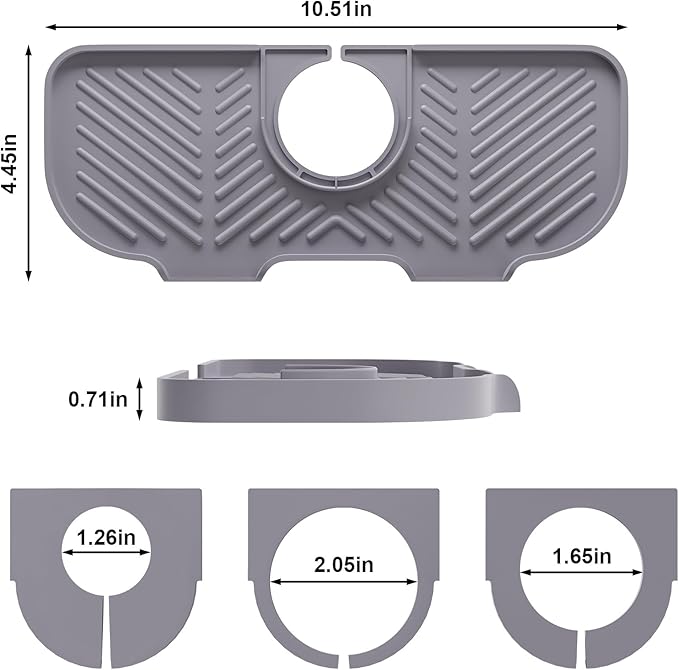 2 Pack Faucet Mat for Kitchen Sink，6° Slope Sink Splash Guard，Splash Guard for