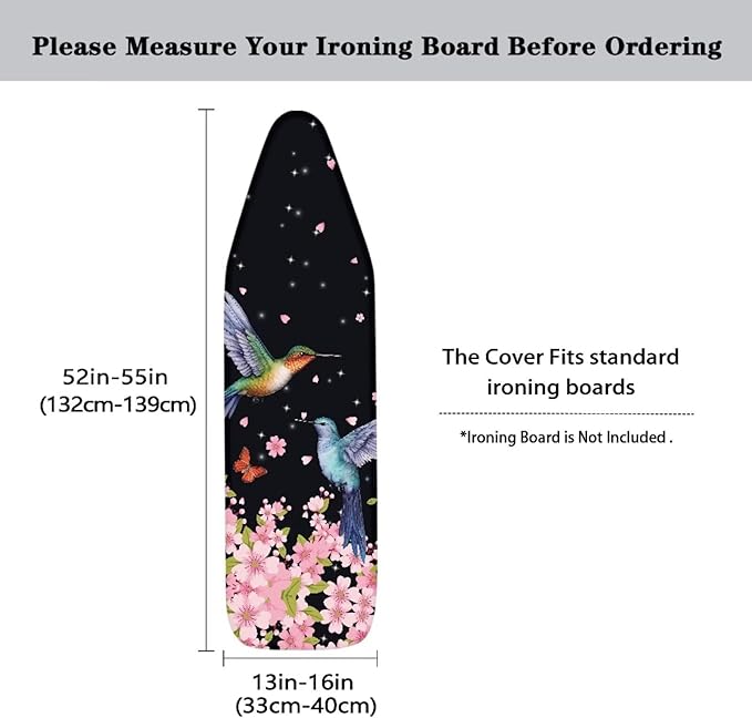 Hummingbird Ironing Board Cover 15x54 Inch Standard Size Ironing Board Covers