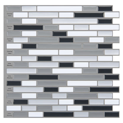 Art3d 12" x 12" Peel and Stick Tile Kitchen Backsplash Sticker Gray Brick (6 Tiles)