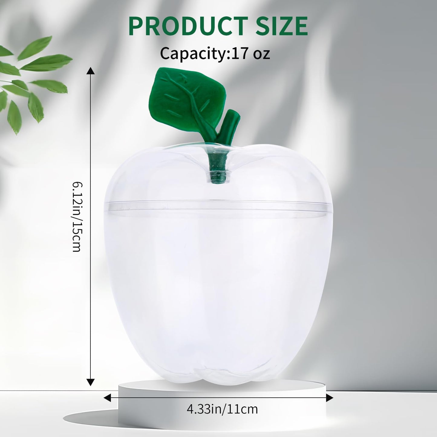 TABGACH Large Clear Apple Container Jar,Back To School Teacher Appreciation Gifts,Apple Shaped Candy Jar,Plastic Apple Decor Classroom Wedding Party,Teacher Gifts Funny Gift for Teacher,Friend,Women