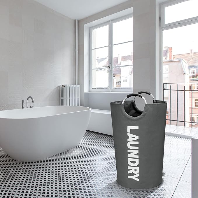 DOKEHOM 90L Large Laundry Basket, Collapsible Laundry Bag, Freestanding Tall
