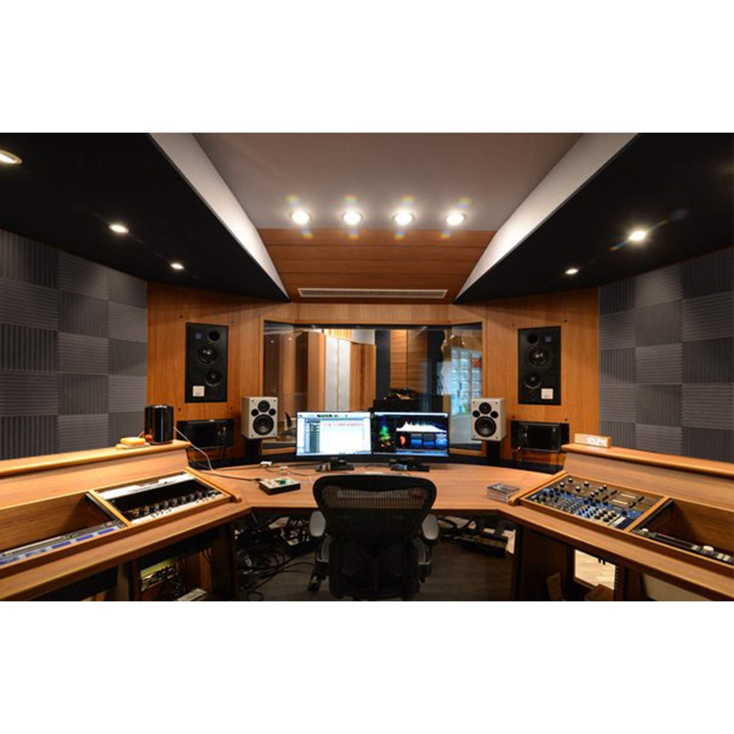 Focusound 50 Pack Acoustic Foam Panels 1" x 12" x 12" Sound Proof Foam Panles Soundproofing Noise Cancelling Wedge Panels for Home Office Recoding Studio with 300PCS Double-Side Adhesive