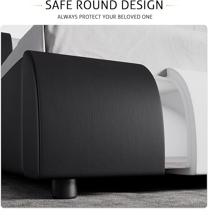 SHA CERLIN Modern Faux Leather King Bed Frame