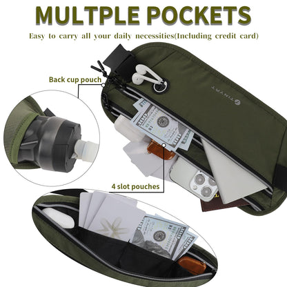 Slim Running Belt for Women Men Runners Fanny Packs With Phone Holder Hidden Pockets Exercise Waist Bag for Marathon Workout