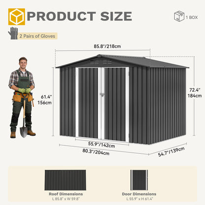 DWVO 7'x5' Large Metal Outdoor Storage Shed, Heavy Duty Tool Storage Sheds for Backyard Patio Lawn - Ideal for Bicycles, Garden Tools, and Lawn Equipment, Easy-to-Assemble, Dark Gray