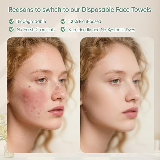 MATERN'ELLA Disposable Face Towels XL Ultra Soft Biodegradable Dry Wipes