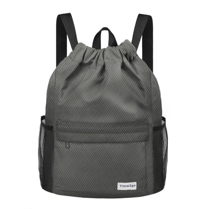time2go Waterproof Drawstring Backpack Sports Gym Sackpack with Mesh Pockets Water-Resistant String Cinch Beach Bag for Men Women