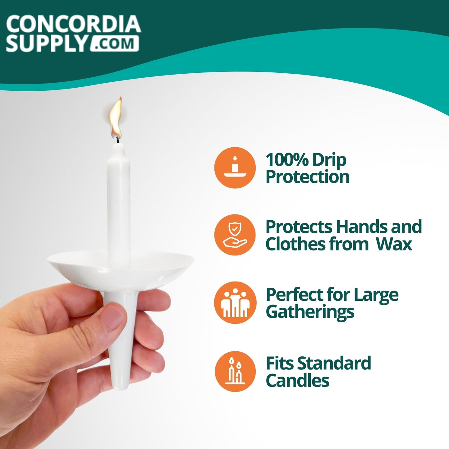 Concordia Supply Candlelight Service Reusable Plastic Candle Holders for Candlesticks - 50 Pcs. Protector for Church Vigils, Memorial, Congregational, & Christmas Eve Candles