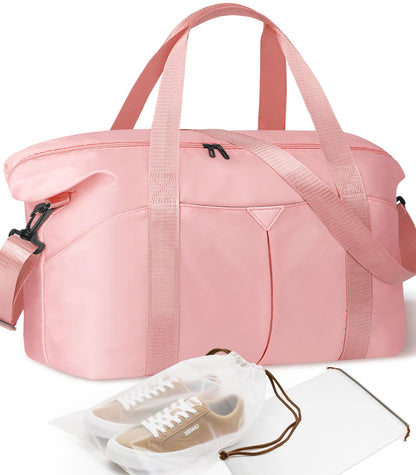 Magimack Duffle Bag for Travel, Carry-on Travel Bag with Trolley Sleeve, Sport Gym Bag for Women, Overnight Bag for Men, Hospital Bag for Labor and Delivery (Pink)