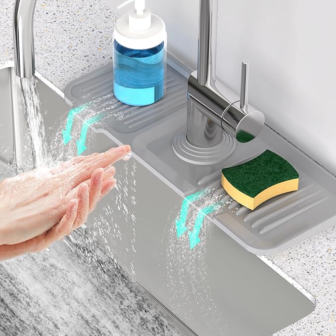 14.6'' Faucet Mat for Kitchen Sink Kitchen Sink Splash Guard Silicone Kitchen