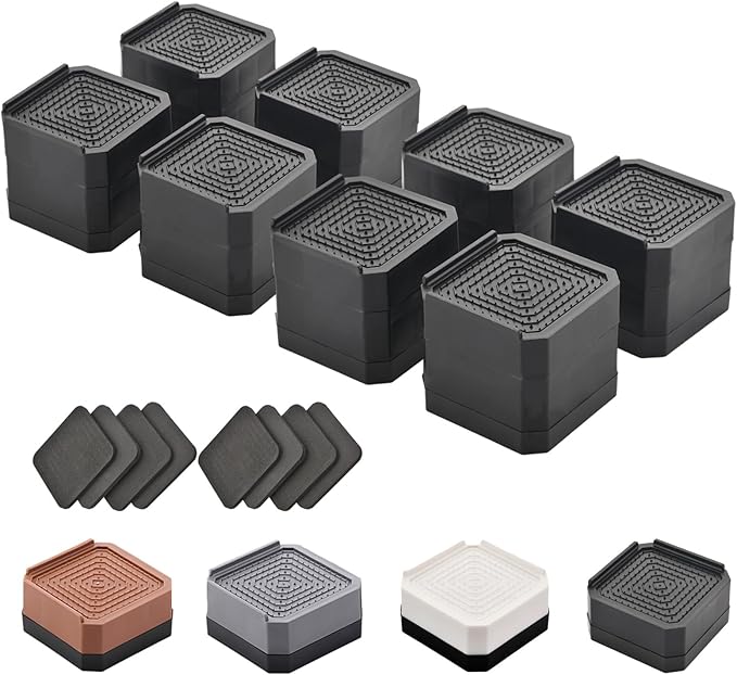 EclatBain Bed Risers Furniture Risers Heavy-Duty Rectangular Adjustable Block 8