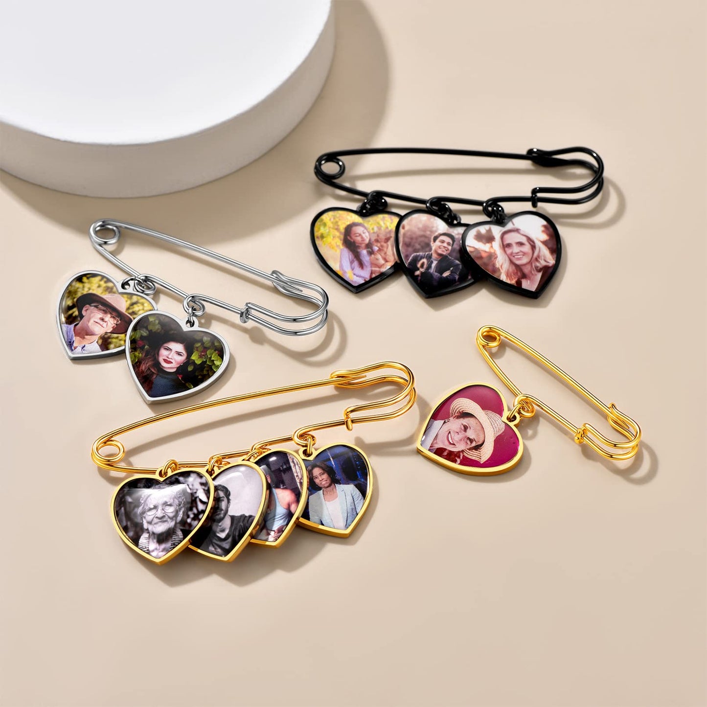 Custom4U Photo Charm for Wedding Bouquet Heart Memory Charms Funeral Boutonniere with Pictures Customized Wedding Gifts