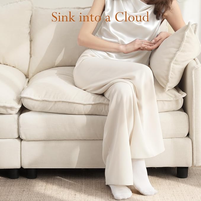 Vesgantti 142" U Shaped Sectional Couch, Comfy Cloud Modular Sectional Sofa