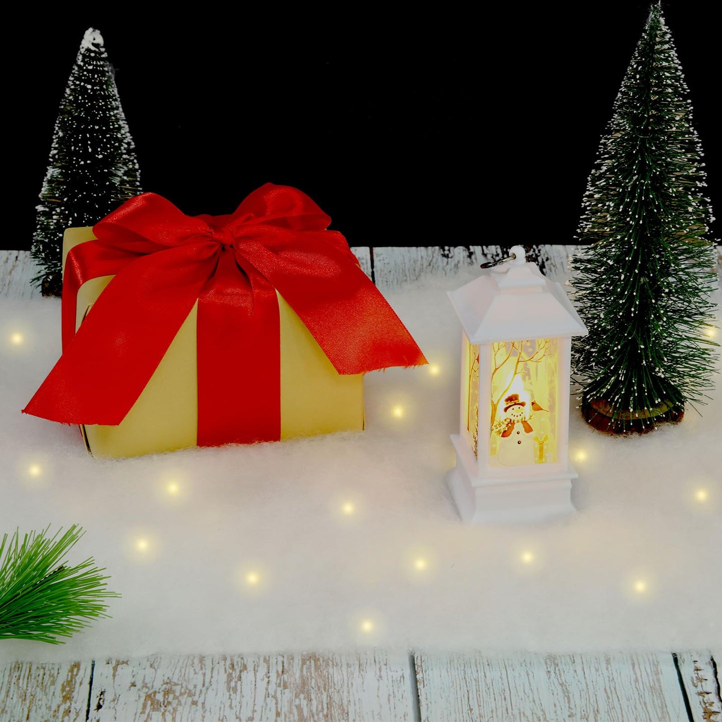 1 Pc Christmas Snow Blanket with LED Lights 47.2 x 8.7 inch Artificial Snow Table Runner Mantel Scarf Light Up with LED Ropes Table Decor for Christmas Village Decorations