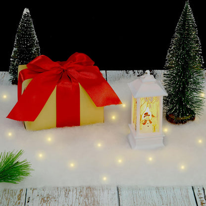 1 Pc Christmas Snow Blanket with LED Lights 47.2 x 8.7 inch Artificial Snow Table Runner Mantel Scarf Light Up with LED Ropes Table Decor for Christmas Village Decorations