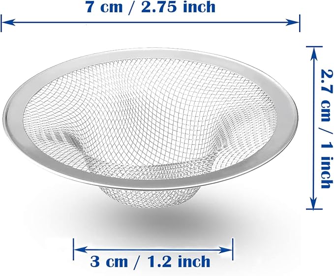 50 pcs Heavy Duty Stainless Steel Slop Basket Filter Trap, 2.75" Top / 1" Mesh