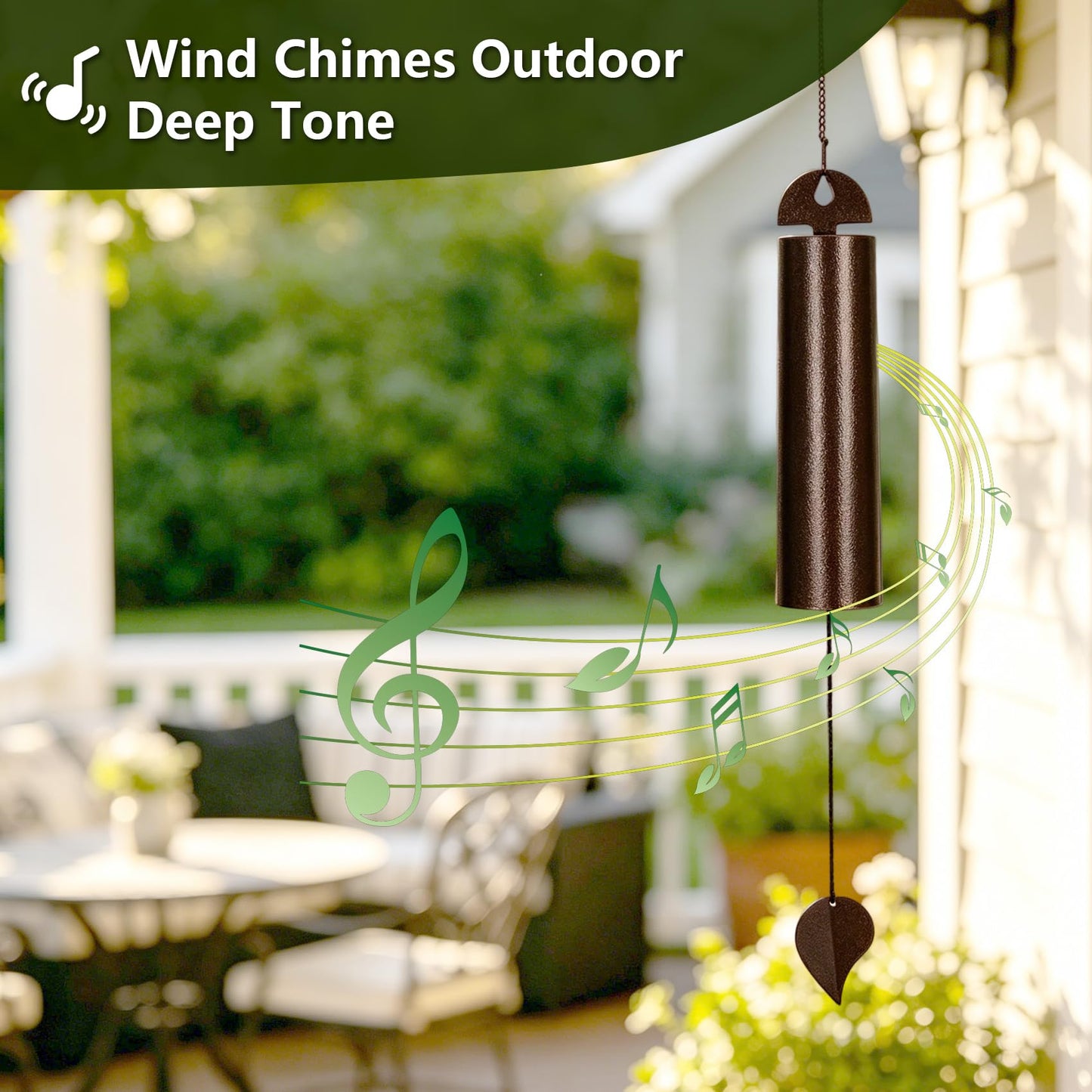 40" Wind Chimes for Outside Deep Tone Heroic Windbell, Handcrafted Metal, Weather Resistant Serenity Bell for Garden Patio Porch Yard, Memorial Sympathy Wind Chime Gift for Mom Dad Grandma