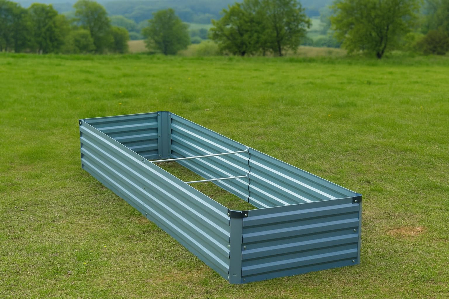 Meberam 2 Pack 8x2x1FT Galvanized Raised Garden Beds Kit Outdoor Metal Gardening Planter Box for Vegetable Elevated Flower Herbs,Gray