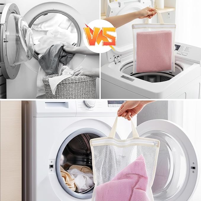 4Pcs Small Mesh Laundry Bags for Delicates Hanging Mini 12 x 10 Inches Durable