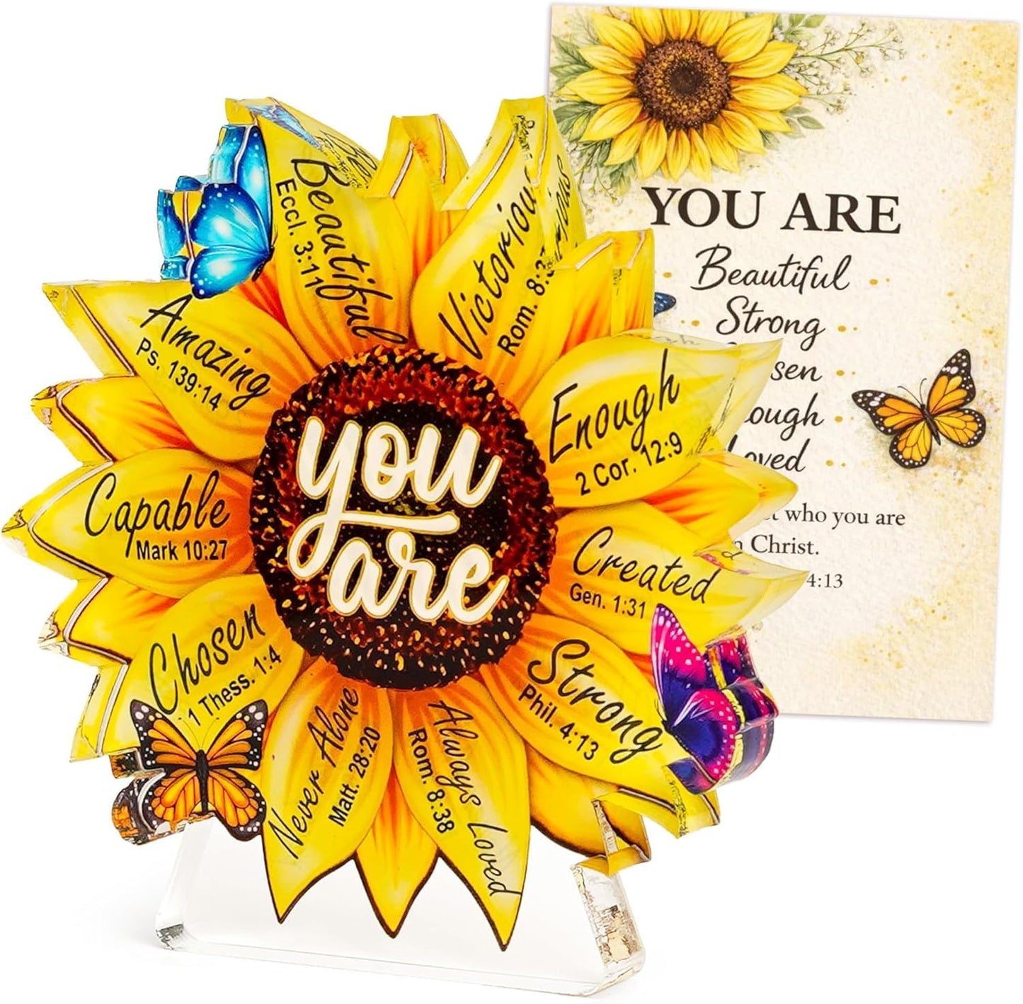 Christian Gifts for Women Acrylic Decor, Religious Gift for Women, Birthday Gifts, Bible Verse Sunflower Decor, Inspirational Scripture Gift for Her Mom Daughter Sister Aunt Teacher Best Friend