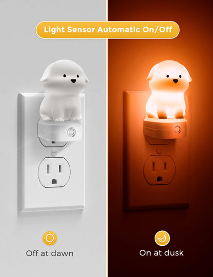 L LOHAS LED Plug in Night Light for Kids, 3D Cute Puppy Night Lights with Dusk to Dawn Sensor, RGB+Soft White 3000K Dog Night Light, Christmas Birthday Gift Nightlight for Kids, Room Decor