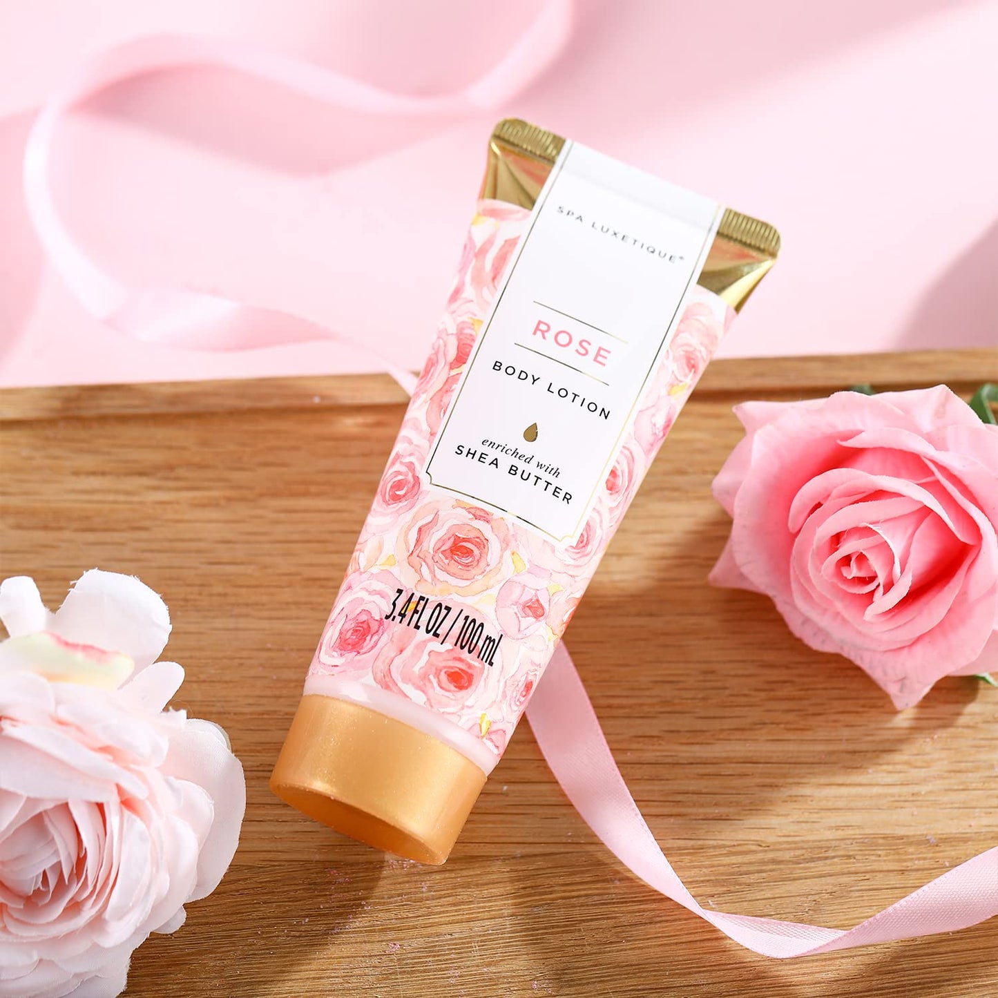 spa luxetique Gift Set For Women, Bath Sets for Women Gift, 8 Pcs Rose Spa Basket Includes Bubble Bath, Shower Gel, Body Lotion, Mom Birthday Gifts, Mother‘s Day Gift, Valentines Day Gifts for Her