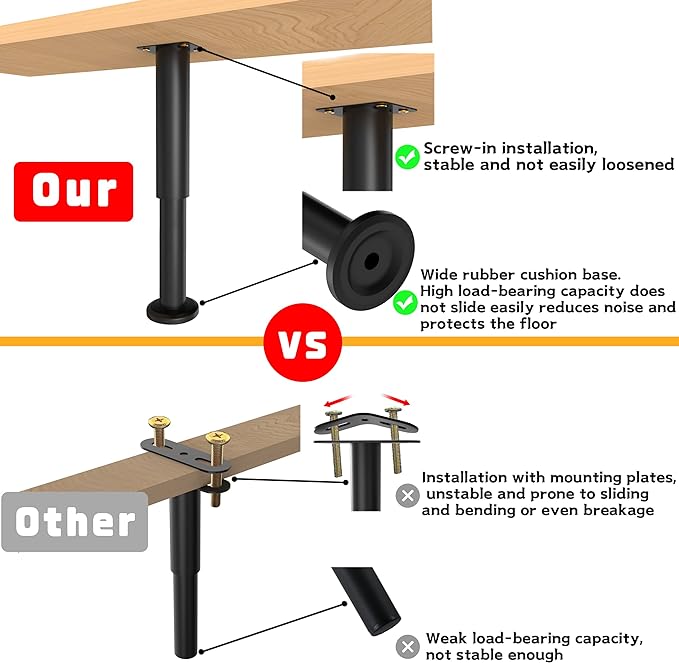 Wlrrcwdttc 6 Pcs Adjustable Height Bed Support Legs