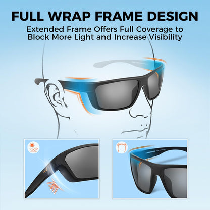 KastKing Huzzah Polarized Sport Sunglasses for Men and Women, Ideal for Driving Fishing Cycling and Running,UV Protection