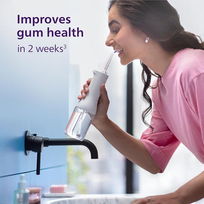 Philips Sonicare Cordless Power Flosser 3000 - Water Flosser with Innovative Quad Stream Technology, Oral Irrigator with 2 Flossing Modes and 3 Pressure Levels, IPX7 Waterproof, White, HX3826/21