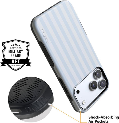 Casely iPhone 17 Pro Case | Blue Stripes | Sunday Best | Compatible with MagSafe | Bold Protective Design