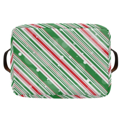 ZAZYXTJ Christmas Storage Basket for Shelves Foldable Open Storage Bin Waterproof PE Coating Closet Organizer with Handles for Home Office Nursery Kids Shelves Desks