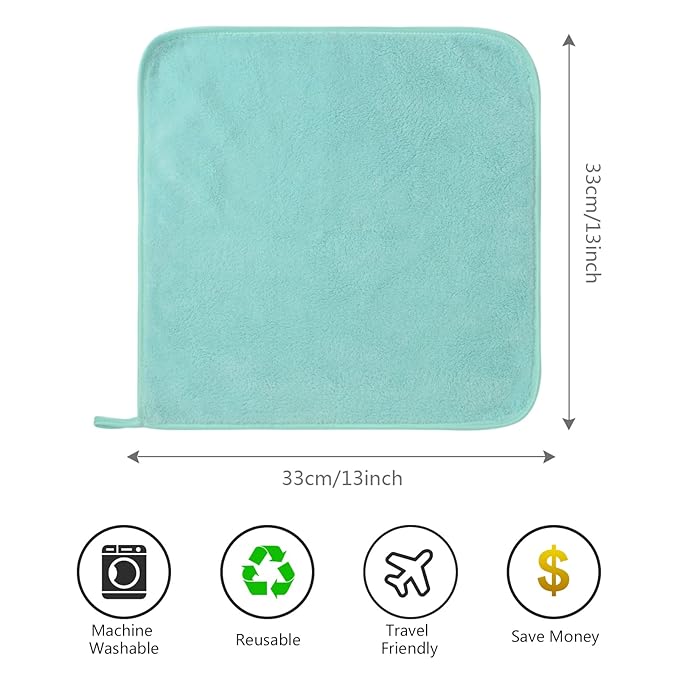 SINLAND Absorbent Coral Velvet Washcloth Ultra Soft Microfiber Face Towels 12 x