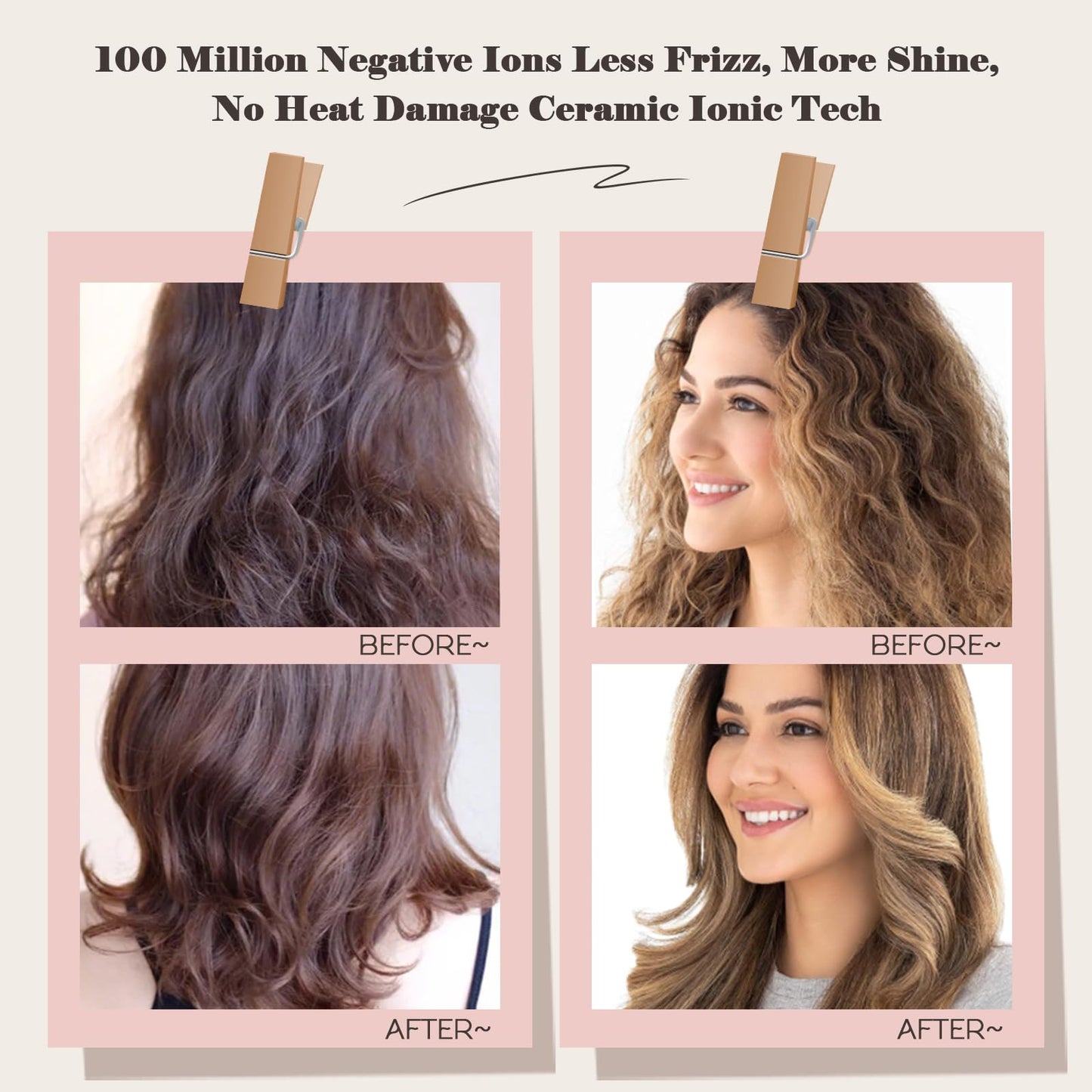 110-240V Travel Brush Hair Dryer, Small Hair Straightener Brush with European Plug Adapter for International Travel, 4 in 1 Hot Air Styler & Dryer for Drying Straightening Curling Volumizing