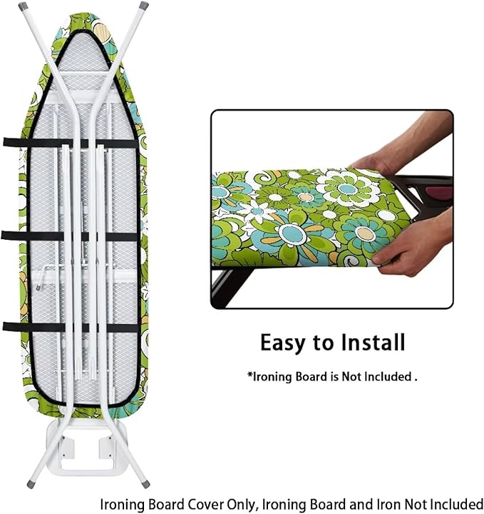 Green Hippie Flower Ironing Board Cover Large Extra Wide Table Top Ironing