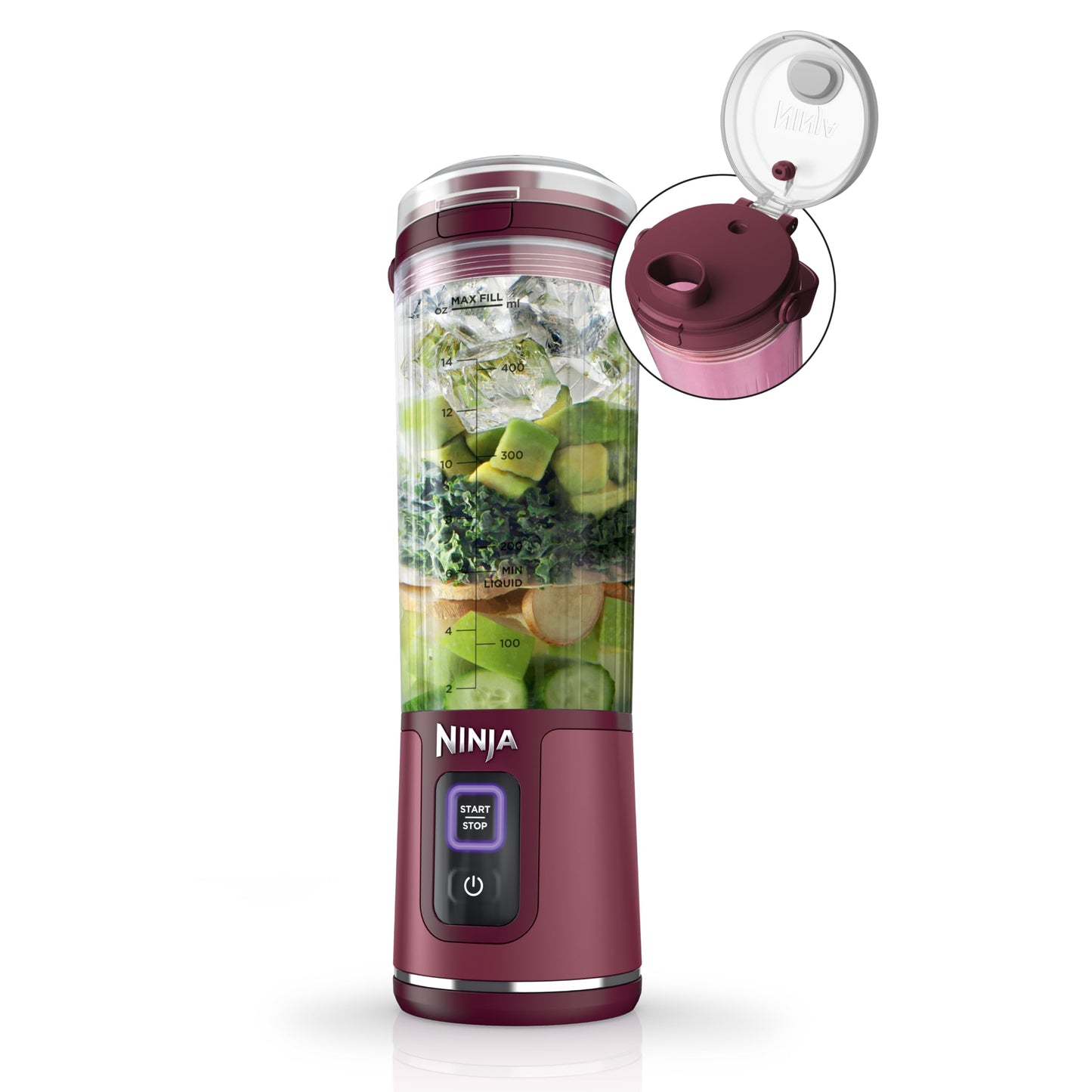 Ninja BC151BK Blast Portable Blender, Cordless, 18oz. Vessel, Personal Blender-for Shakes & Smoothies, BPA Free, Leakproof-Lid & Sip Spout, USB-C Rechargeable, Dishwasher Safe Parts, Black
