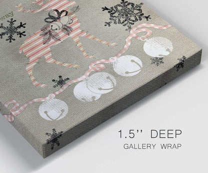 Renditions Gallery Jingle All the Way Reindeer Wall Art, Christmas & Winter Decor, White & Red Striped Fabric Look, Premium Gallery Wrapped Canvas, Ready to Hang, 40 in H x 40 in W, Made in America