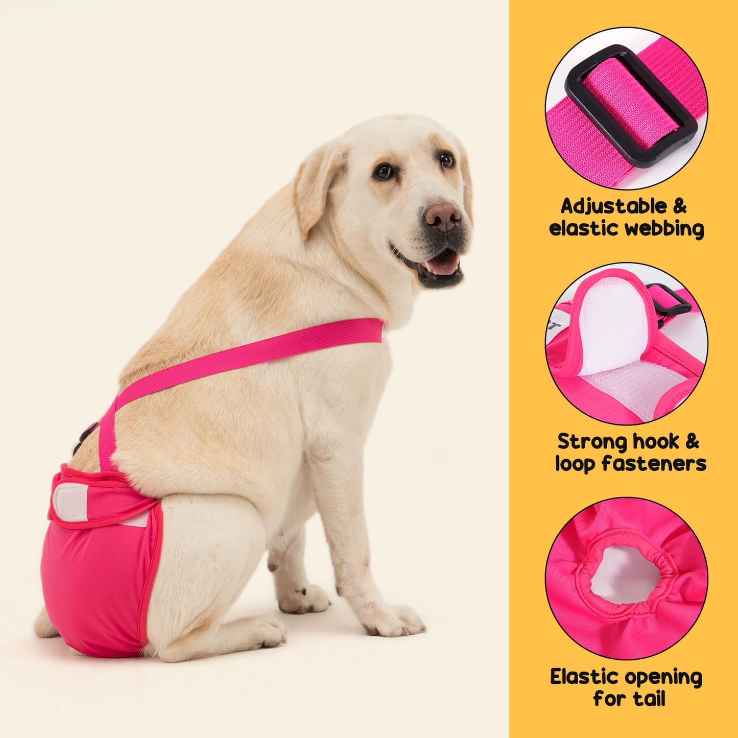 3 Pack Avont Female Dog Nappies with Suspender, Reusable Doggy Diaper Pants for Heat Season Period Incontinence, Washable Sanitary Knickers for Small Medium Large Puppy