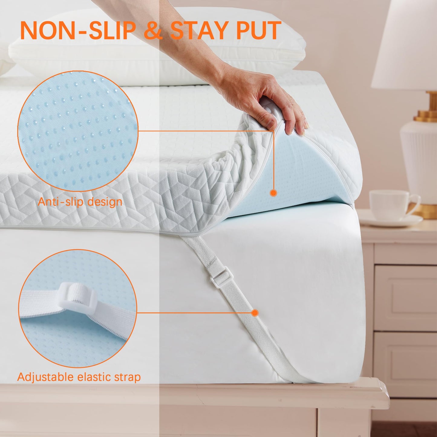 3 Inch Gel Memory Foam Cooling King Size Mattress Topper, Mattress Pad Cover for Pressure Relief, Bed Topper with Removable Cover，Soft & Breathable