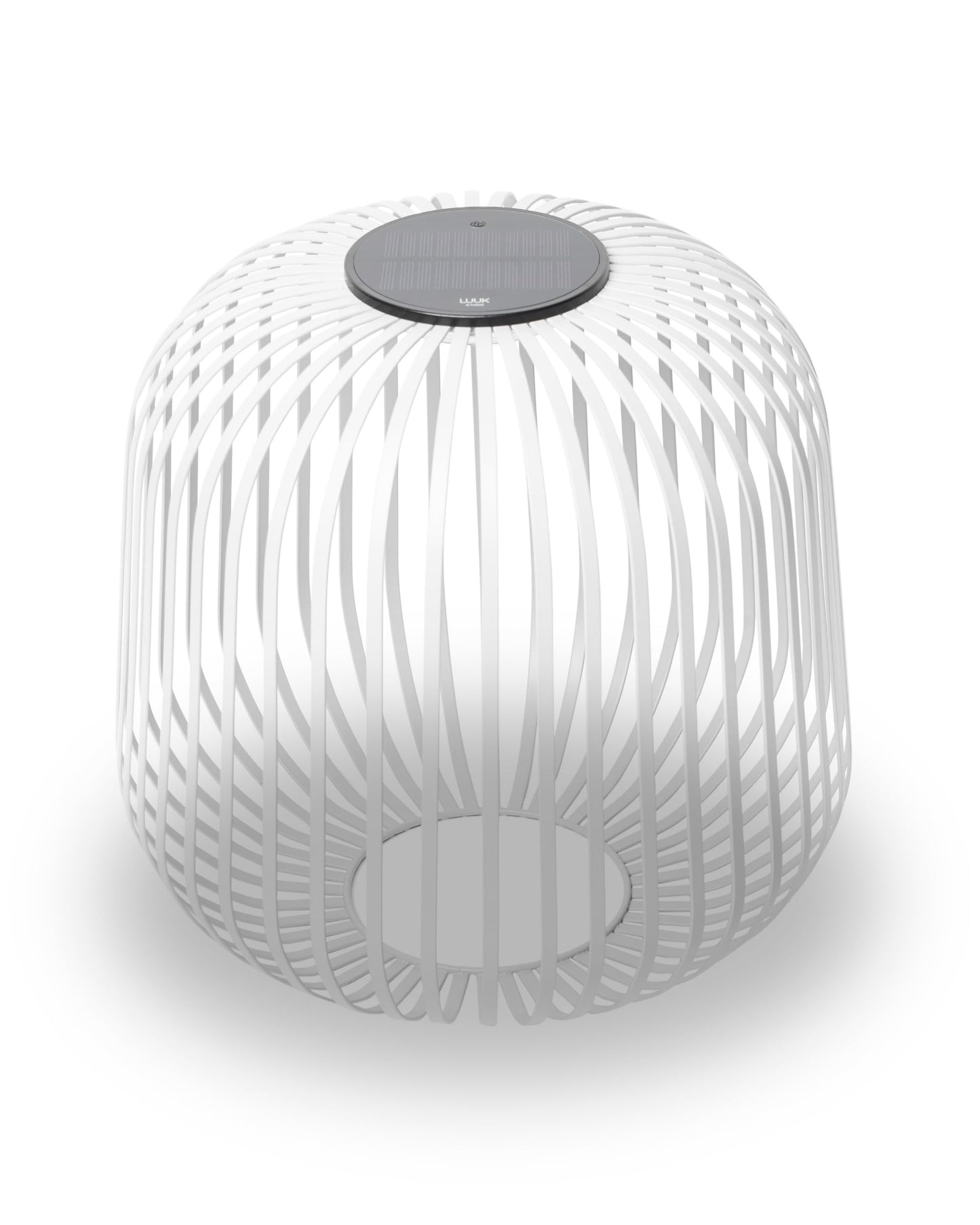 LUUK Studio Solis Wireless Solar LED Accent Lamp, Warm White Dimmable Light, Water Resistant, Indoor Outdoor Use, USB-C Rechargeable, Living Room, Patio, Soft Luxury Style, White, Size L