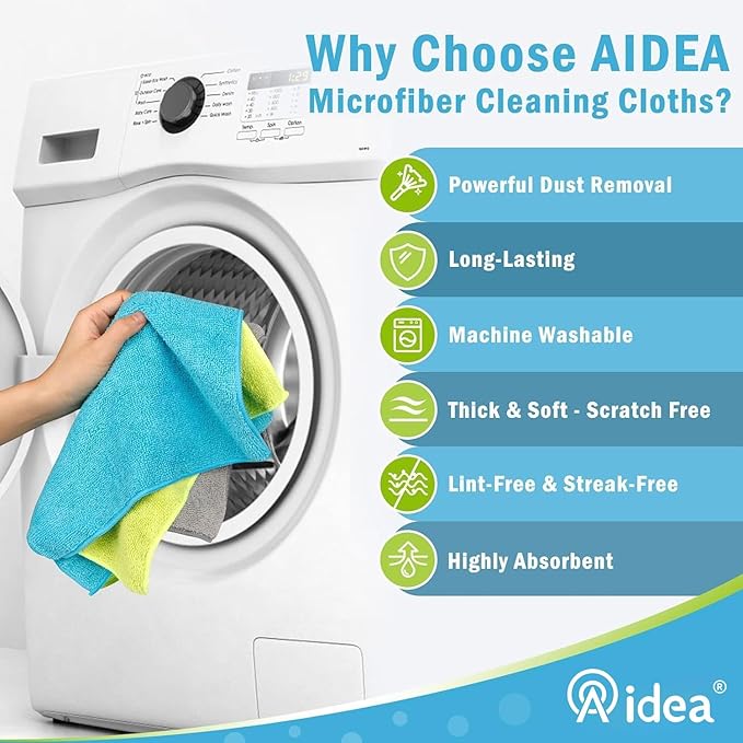 AIDEA Microfiber Cleaning Cloth-8PK, Soft Microfiber Towels