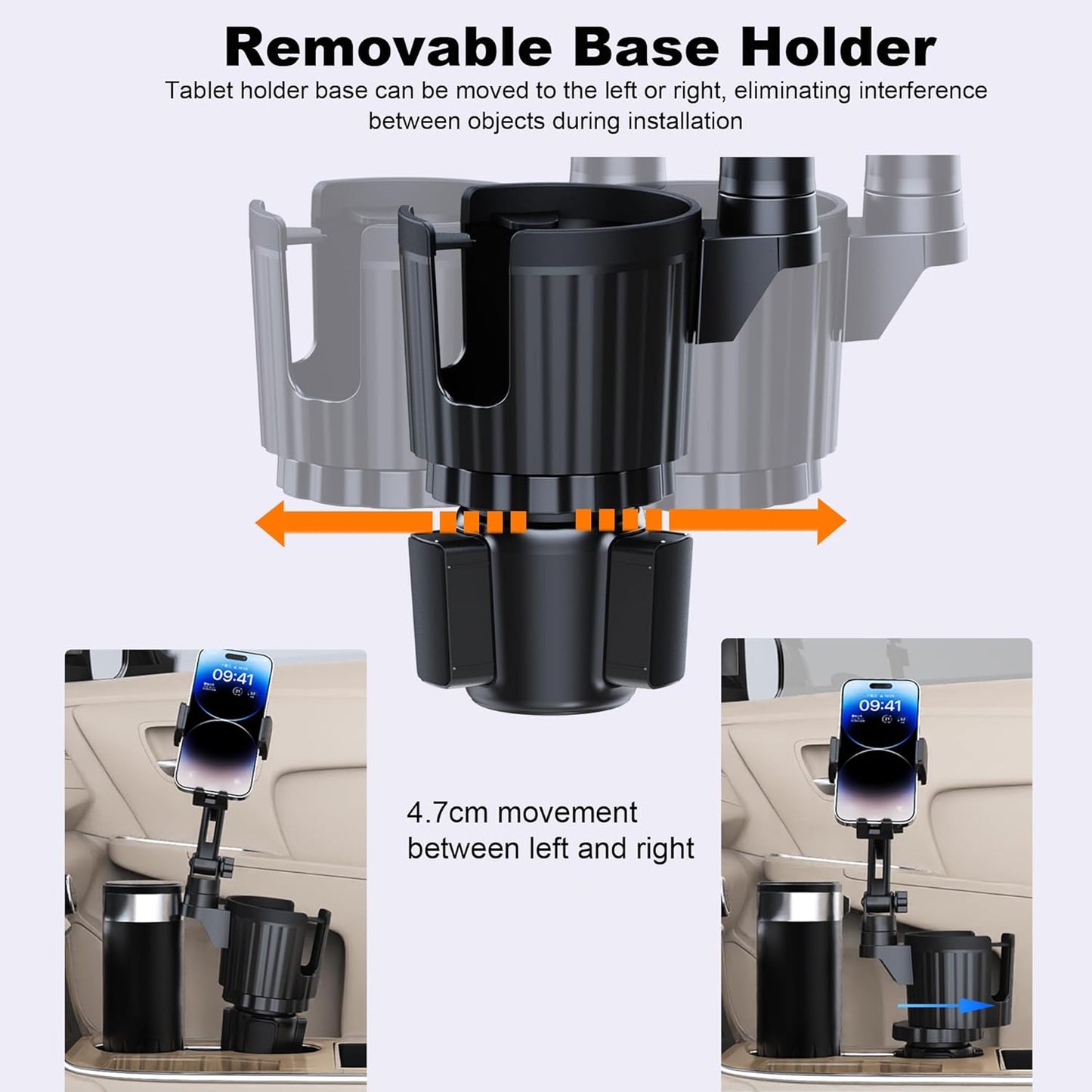 Peastrex Cup Holder Tablet Mount, Ipad Cup Holder Car Mount with Adjustable Arm for Tablet iPhone 3-13in iPad Pro Air Mini, Fire, iPhone 15, Galaxy S24 Z Fold 5