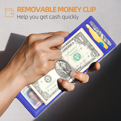 Slim Wallet for Men Genuine Leather RFID Blocking Bifold Minimalist Front Pocket Mens Wallet with Money Clip Thin Gift Box