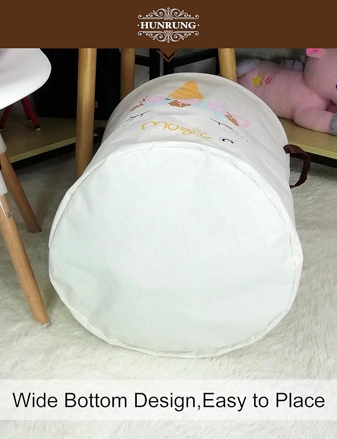 HUNRUNG Laundry Hamper, Large Canvas Fabric Lightweight Storage Basket Toy