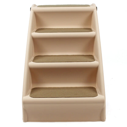 Plastic Foldable Dog Pet Stairs with Carpet Treads, Beige, 38cm x 47cm x 60cm